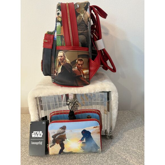 Loungefly Star Wars Phantom Menace Mini Backpack + Zip Around Wallet Bundle NEW - Picture 10 of 15